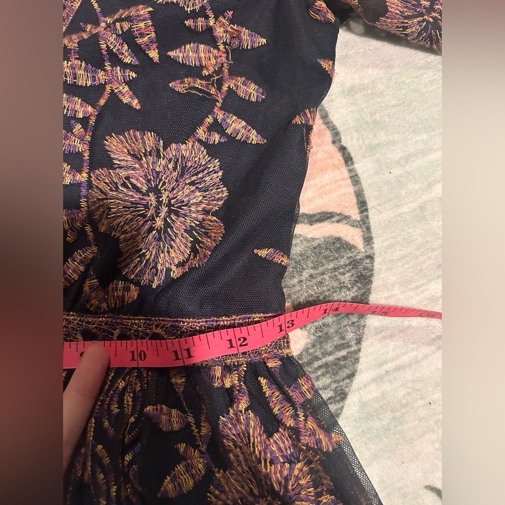 Altar'd State Elegant Navy and Pink Embroidered Maxi Dress - Picture 8 of 11